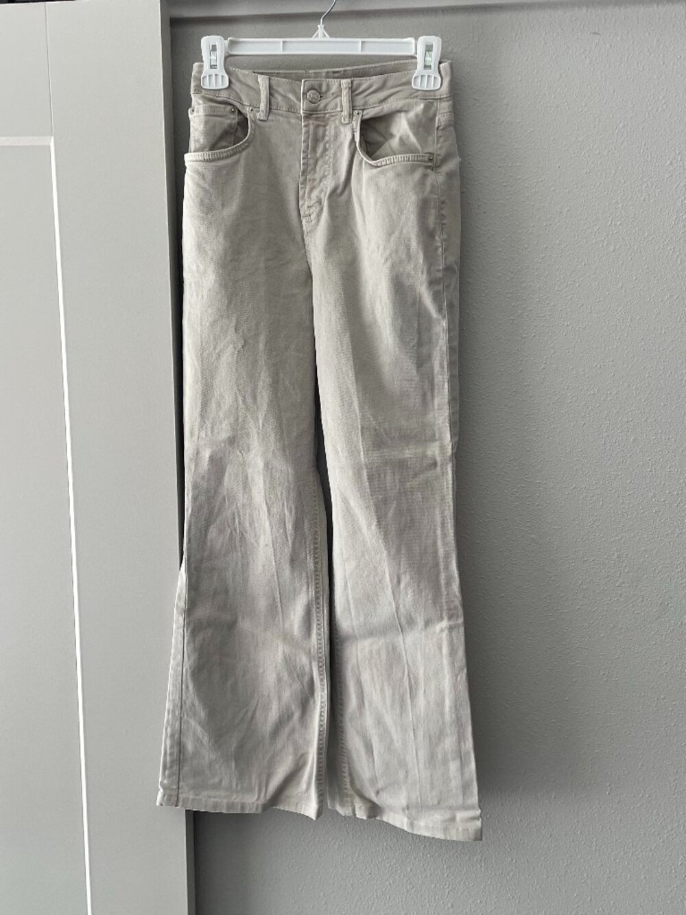 NA-KD Beige Straight Leg Bootcut Jeans